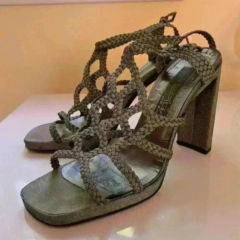 Via Spiga Vintage Gray Slingback Heeled Sandals Women’s Size 7.5 M